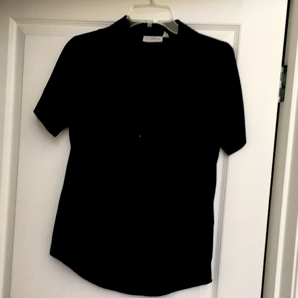 ICO Uniforms Black Button Down Short Sleeve Blouse 96% Polyester S